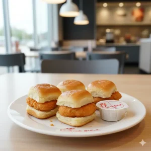 "Chick-fil-A Chick-n-Minis four piece sweet mini rolls with chicken"