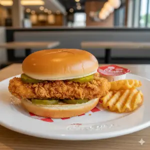"Chick-fil-A Chicken Sandwich with soft chicken breast filet"
