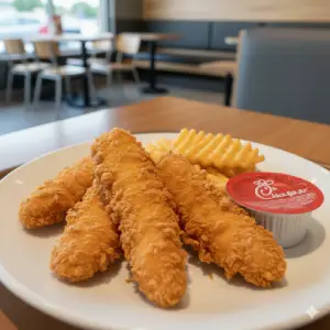 "Chick-fil-A Chicken Strips 3 count crispy tender strips"