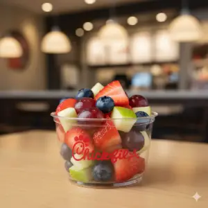 "Chick-fil-A fruit cup with mixed fresh fruit pieces"