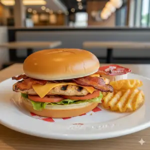 "Chick-fil-A Grilled Chicken Club with cheese and crispy bacon"