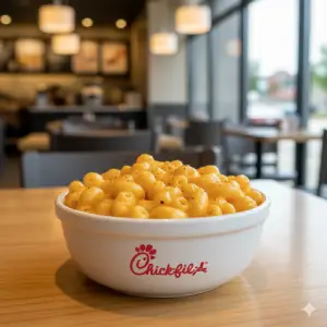 "Chick-fil-A small mac and cheese creamy baked macaroni"