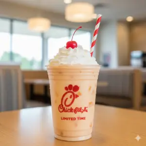"Chick-fil-A Peach Milkshake summer seasonal menu item"