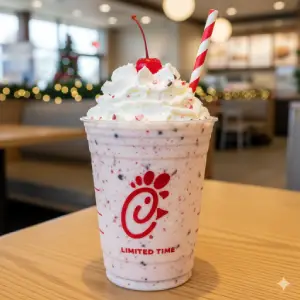 "Chick-fil-A Peppermint Chip Shake winter seasonal holiday flavor"