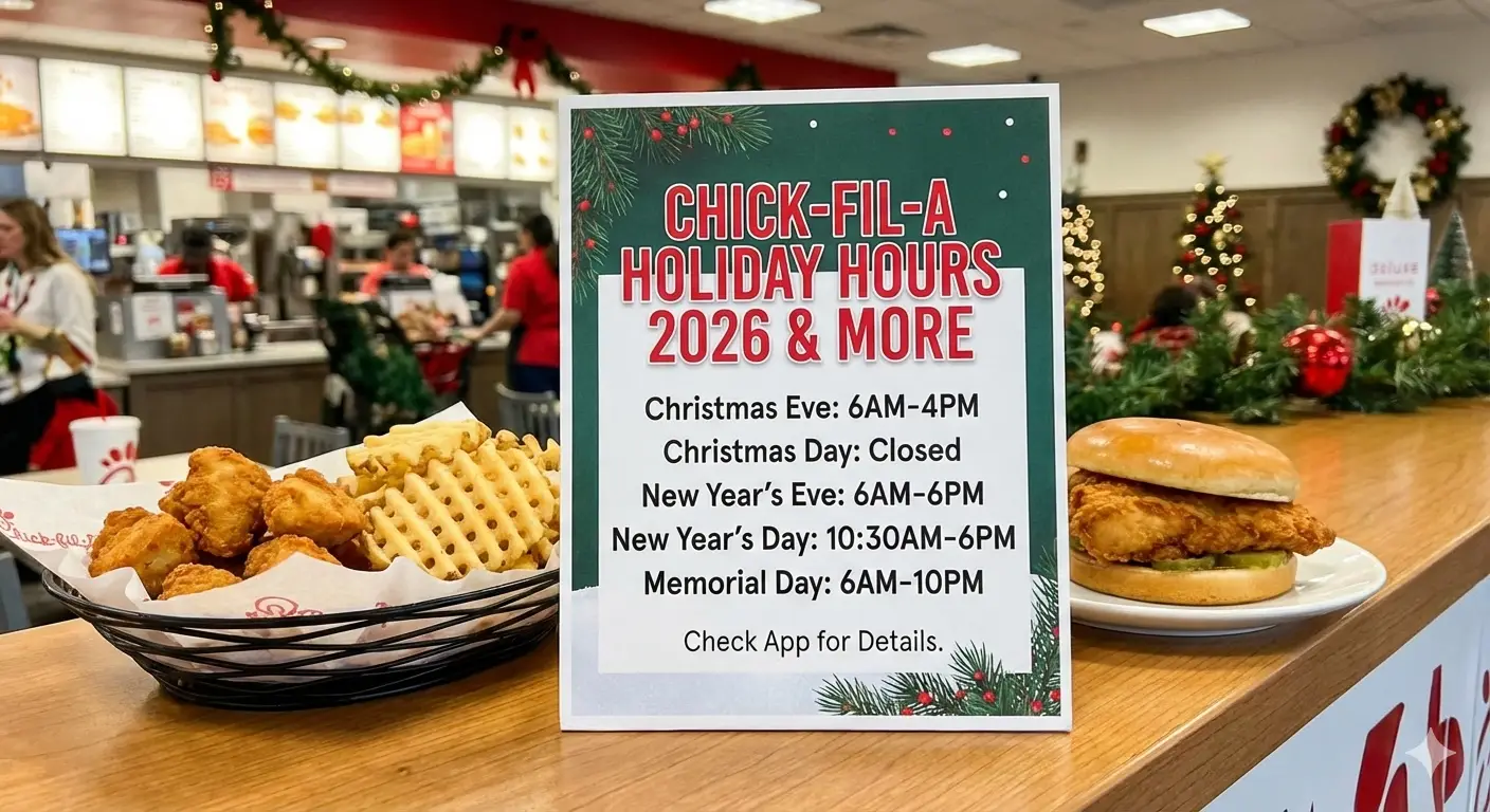 Chick-fil-A Holiday Hours 2026 Christmas New Year Memorial Day and more