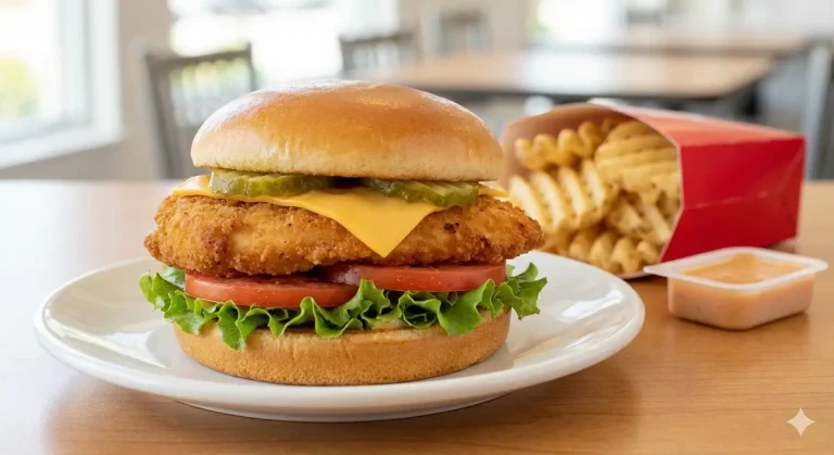 "Chick-fil-A Deluxe Chicken Sandwich with lettuce tomato and cheese"